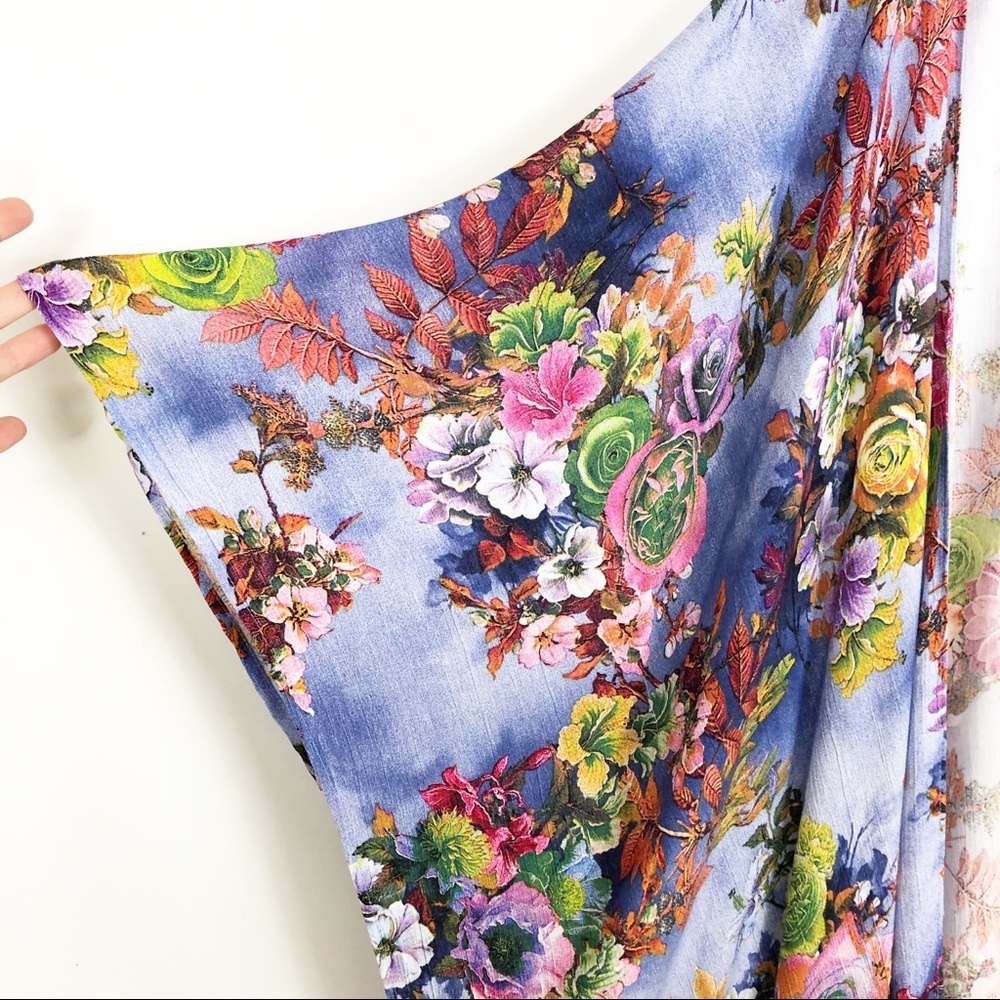 Umgee Blue Floral Kimono Size M/L - Picture 3 of 7